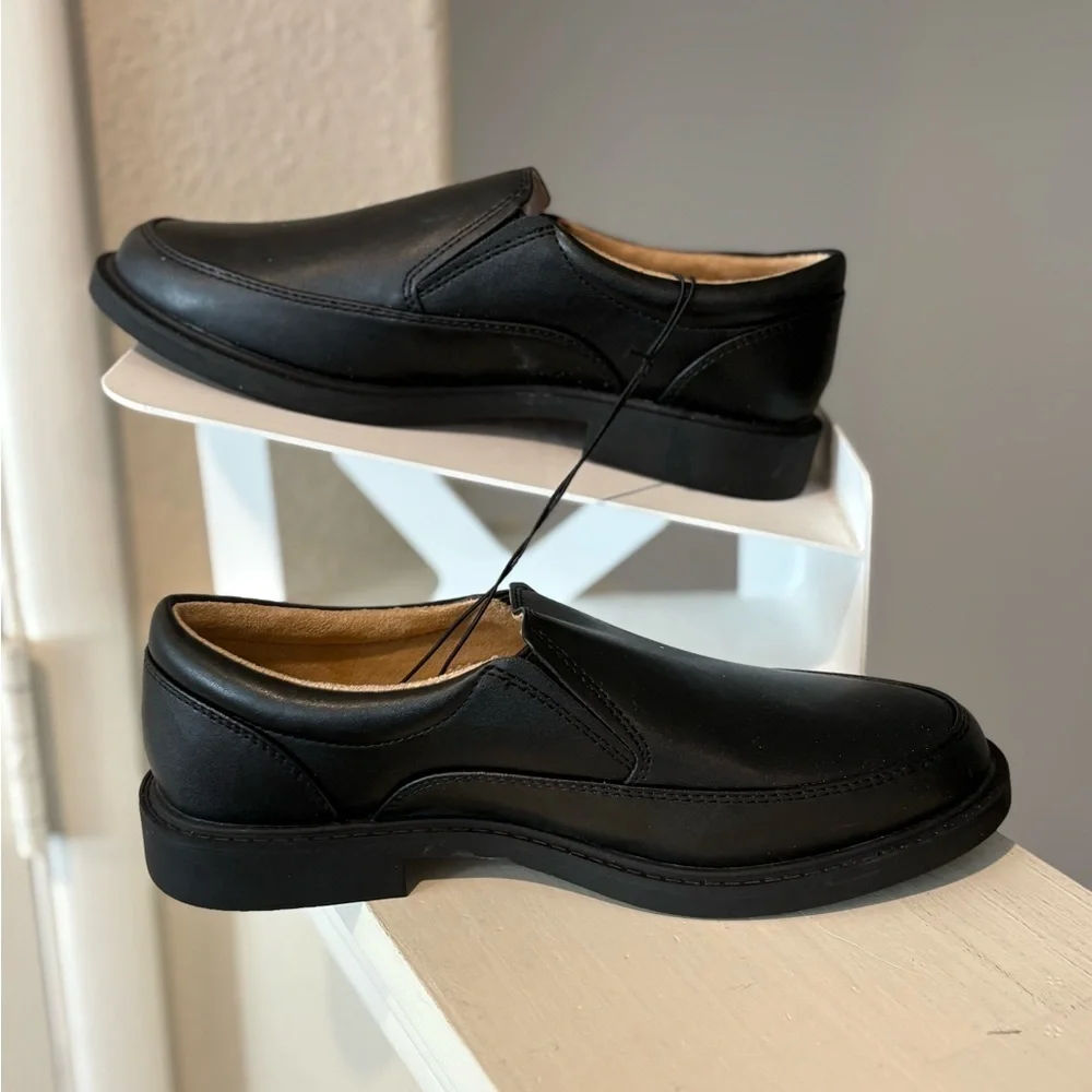 New Kids' Landyn Slip-On Dress Shoes - Cat & Jack Black Big Kid Sz 4